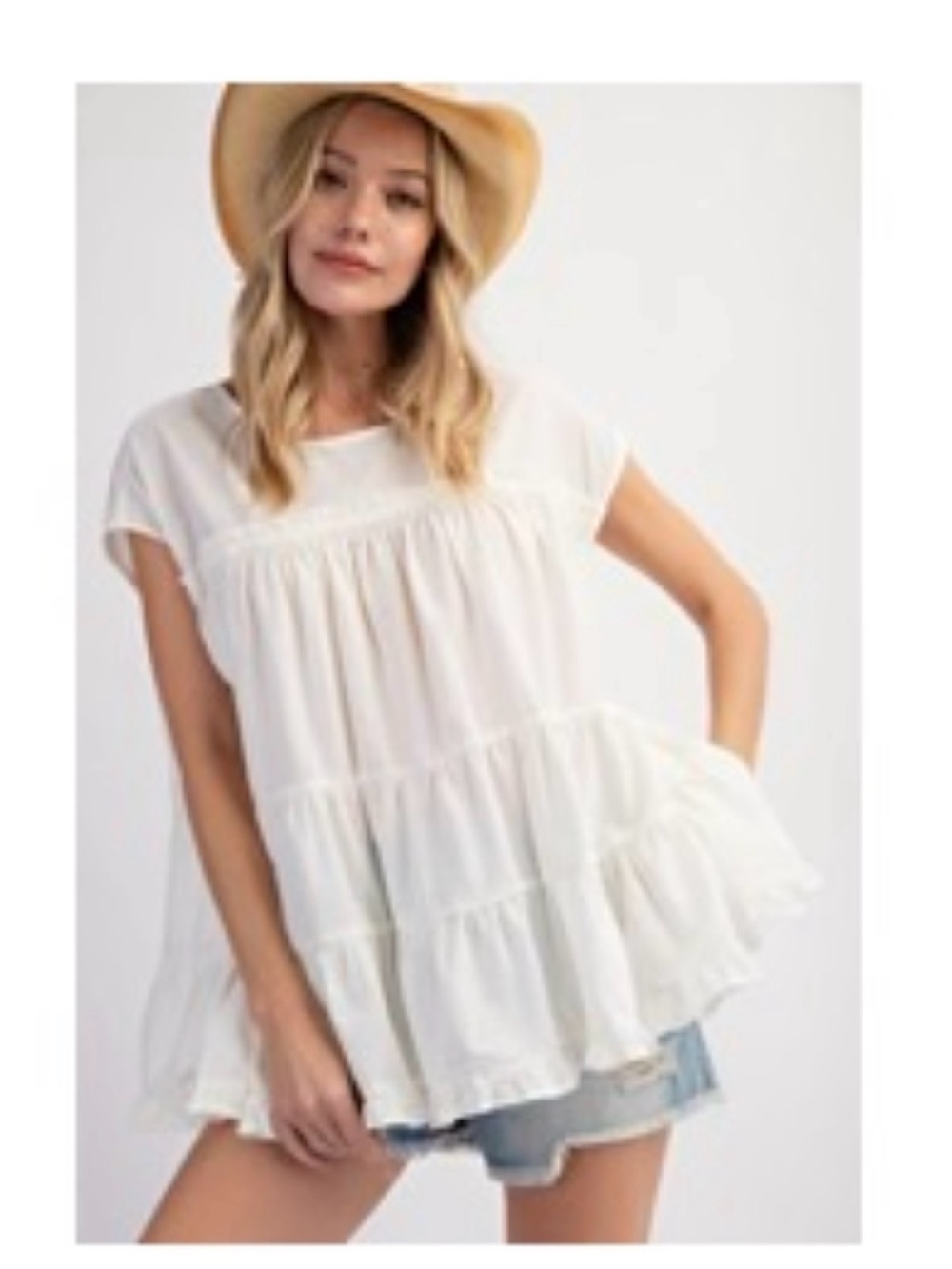Easel Drop Shoulder Tiered Tunic Oversized Size S NWT